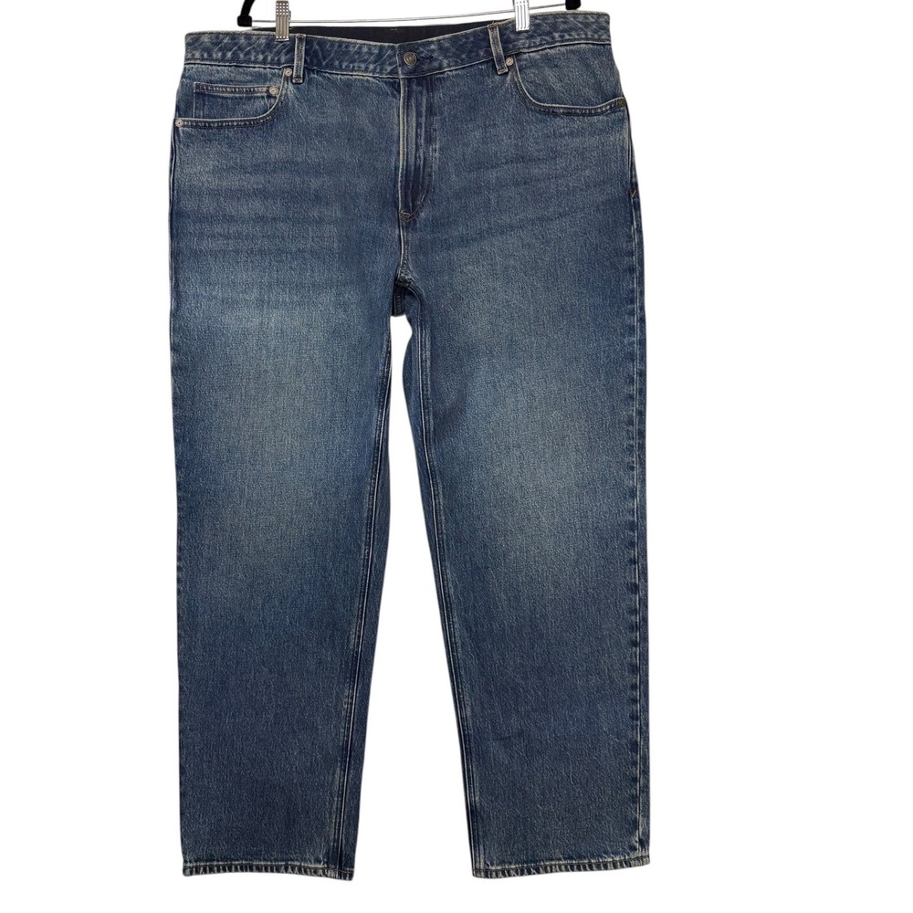 Lands End Mens Classic Fit Jeans 42x30 Blue Medium‎ Wash Straight Leg Denim NEW